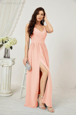 Vestidos de dama de honor con cuello alto Baoleely, de gasa, largos, corte en A, vestido formal de fiesta para boda, fiesta de noche 2801 