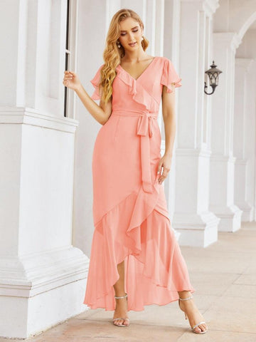 Vestidos de dama de honor Baoleely con volantes, estilo sirena, para fiestas formales, vestidos de noche, bailes de graduación y vestidos de violín 28042