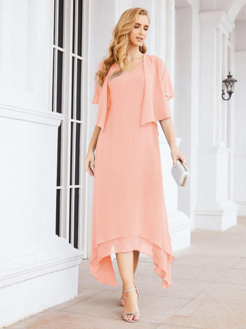 Vestido de fiesta formal de dos piezas corte A para la madre de la novia Sunderly SY28073