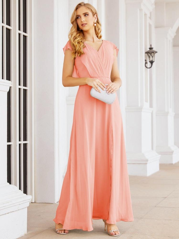 Vestidos de dama de honor Sunderly, vestido de gala formal con capa, vestido con espalda descubierta para la madre de la novia SY28058 