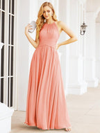 Baoleely Sleeveless Bridesmaid Dresses Long Prom Gown Zipper with Keyhole Back 28056