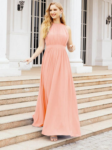 Baoleely Halter Bridesmaid Dress Empire Waist Formal Evening Prom Gown for Mother of The Bride 28030