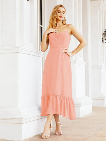 Baoleely Blackless Strap Bridesmaid Dress Ankle Length 28028