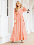 Vestido de dama de honor de gasa para mujer Sunderly, corte en A, manga larga, vestido de noche formal para invitada de boda SY28032 