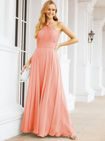 Baoleely Crisscross Halter Bridesmaid Dresses for Party Wedding Evening Prom Maxi Ball Gowns 28053