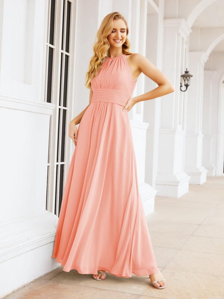 Baoleely Keyhole Bridesmaid Dresses Sleeveless Formal Evening Party Prom Gowns 28043