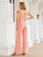 Baoleely Women's One Shoulder Long Jumpsuit Formal Evening Dress Long Bridesmaid Dresses Pants Wedding Party 28034