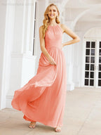 Baoleely Sleeveless Bridesmaid Dresses Long Prom Gown Zipper with Keyhole Back 28056