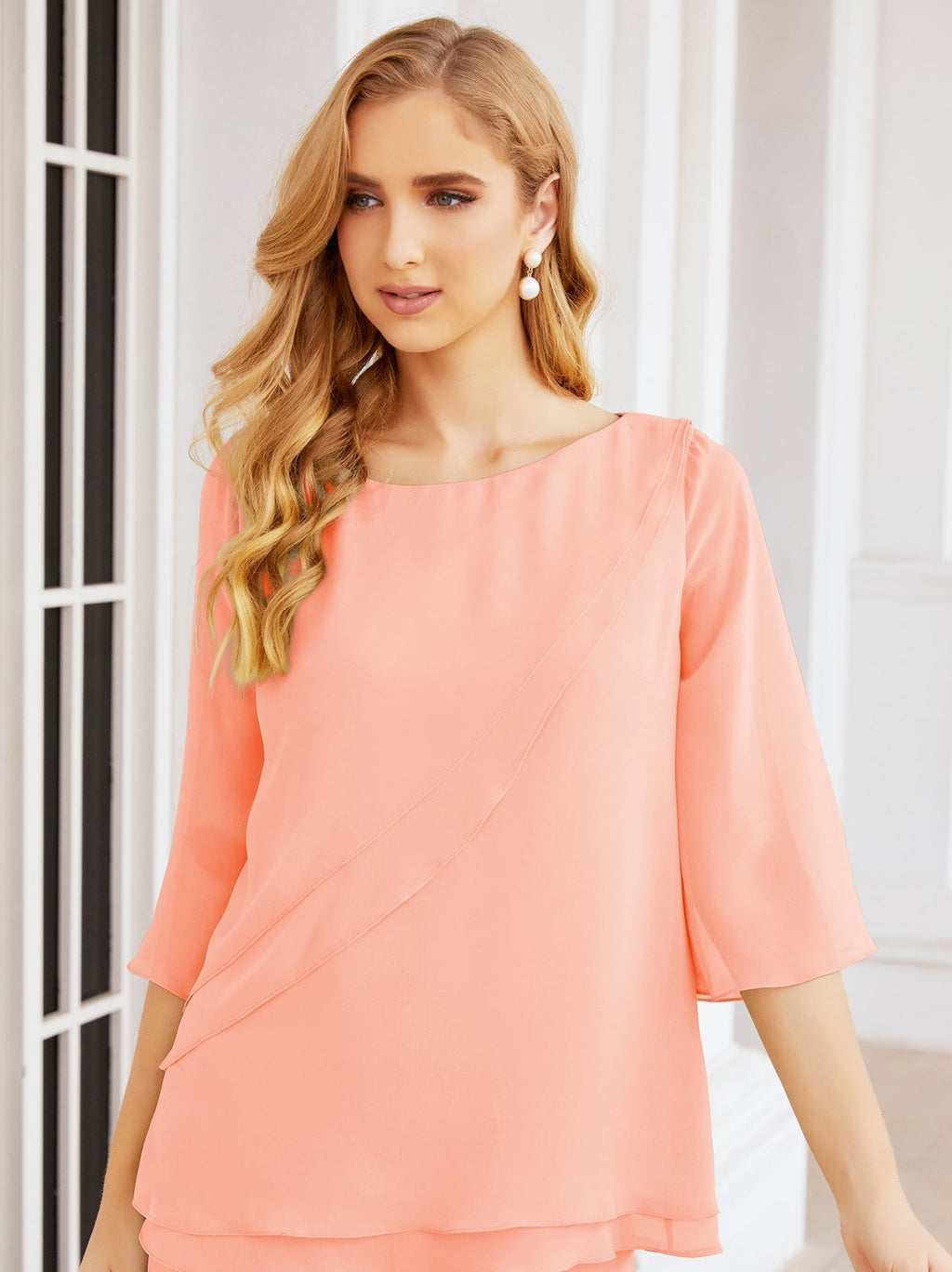 Baoleely Élégante robe mère de la mariée 2 pièces, grande taille, pantalon, volants, couches argentées, peignoir 28064