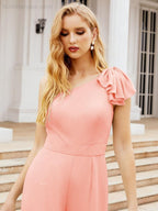 Baoleely Women's One Shoulder Long Jumpsuit Formal Evening Dress Long Bridesmaid Dresses Pants Wedding Party 28034