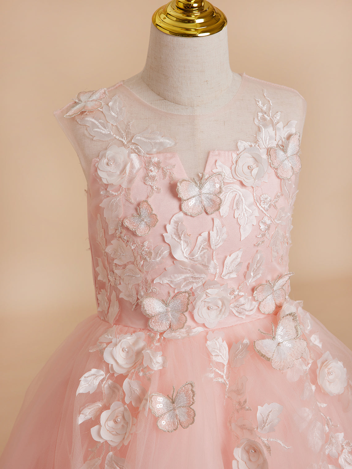 Vestido de princesa asimétrico de tul rosa para niña de las flores 