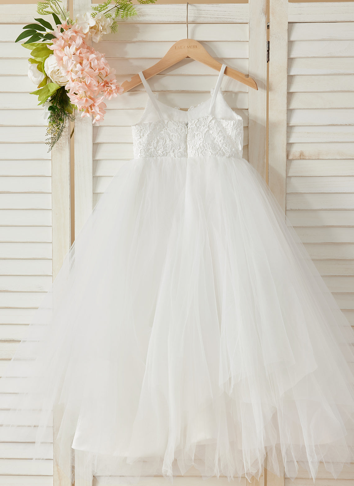 Vestido de baile/vestido largo de princesa de tul y encaje blanco (010145213) 