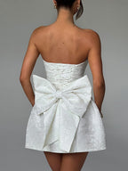 Robe mini bustier à nœud en jacquard, à la fois tendance et sexy 