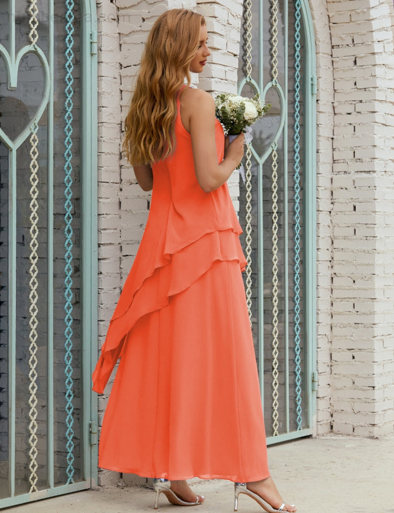 Vestido largo de gasa de talla grande para la madre de la novia, vestido de gala para dama de honor, vestido de graduación SY28019