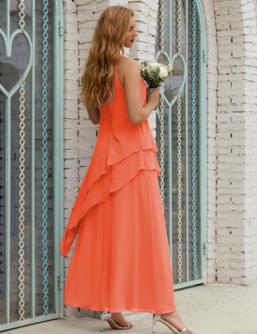 Vestido largo de gasa de talla grande para la madre de la novia, vestido de gala para dama de honor, vestido de graduación SY28019