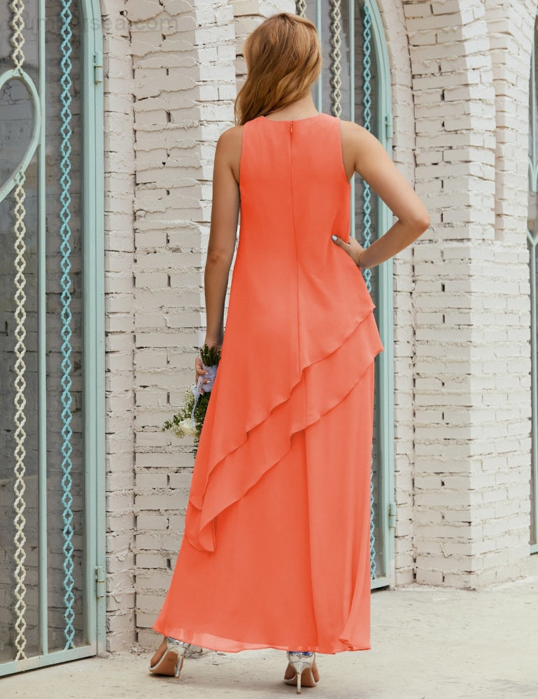 Vestido largo de gasa de talla grande para la madre de la novia, vestido de gala para dama de honor, vestido de graduación SY28019