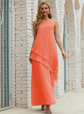 Vestido largo de gasa de talla grande para la madre de la novia, vestido de gala para dama de honor, vestido de graduación SY28019