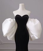Black one-shoulder evening dress high-end mermaid banquet temperament prom dress Y4382