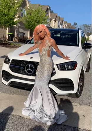 Vestido de fiesta largo de sirena de lujo en satén con diamantes Y7950