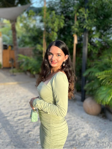 Lindo vestido corto verde salvia para baile de bienvenida con mangas largas, vestido sexy para fiesta Y1913