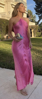 Robe de bal longue sirène rose dos nu, robe de soirée formelle Y8477