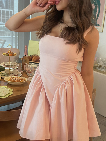 Simple Pink A-line Homecoming Dress 18th Birthday Outfit Y7278