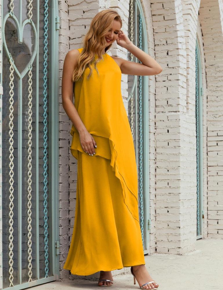 Vestido largo de gasa de talla grande para la madre de la novia, vestido de gala para dama de honor, vestido de graduación SY28019