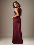 Vestido Ruby Sheath de malla metálica con un solo hombro para la madre de la novia