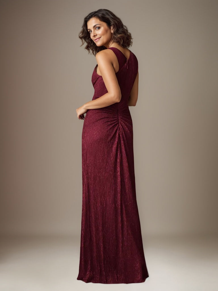 Vestido Ruby Sheath de malla metálica con un solo hombro para la madre de la novia
