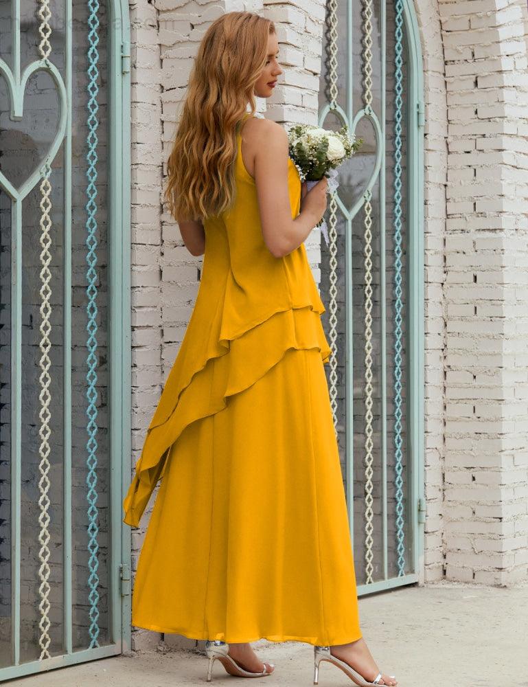 Vestido largo de gasa de talla grande para la madre de la novia, vestido de gala para dama de honor, vestido de graduación SY28019