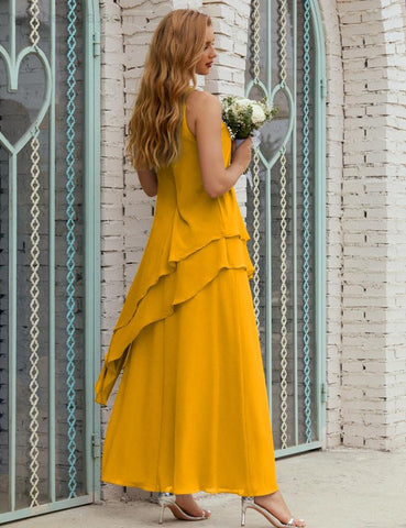 Vestido largo de gasa de talla grande para la madre de la novia, vestido de gala para dama de honor, vestido de graduación SY28019