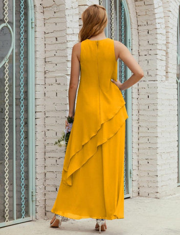 Vestido largo de gasa de talla grande para la madre de la novia, vestido de gala para dama de honor, vestido de graduación SY28019