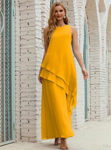 Vestido largo de gasa de talla grande para la madre de la novia, vestido de gala para dama de honor, vestido de graduación SY28019