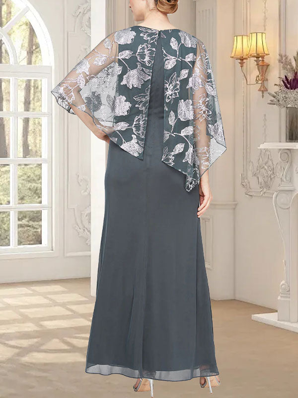 Vestido largo de malla brillante con corpiño asimétrico superpuesto de diseño novedoso 