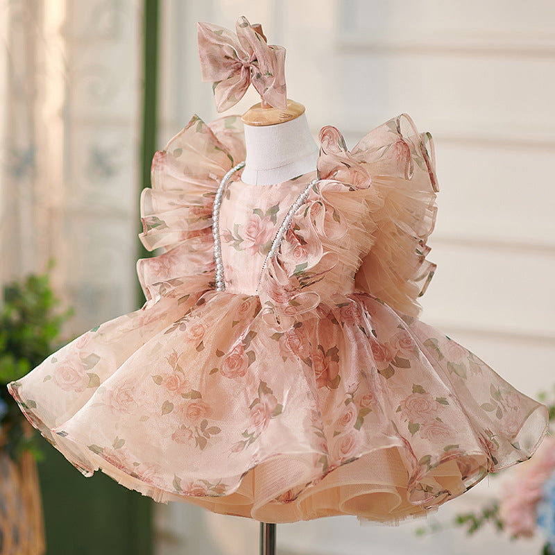 Vestido de organza para fiesta de cumpleaños de niña 