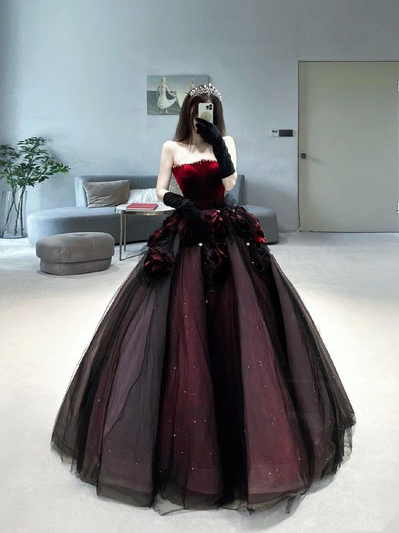 Vestido largo rojo de gala, vestido de noche elegante Y7343