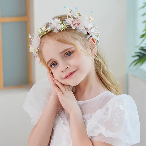 Bandeau de princesse avec couronne de perles pour filles