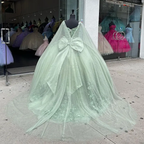 Vestido de quinceañera verde menta con flores 3D, vestido de baile, vestido de fiesta, vestido de dulce 15 Y4481
