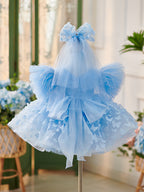 Vestido de tul hasta la rodilla para fiesta de cumpleaños de niña 