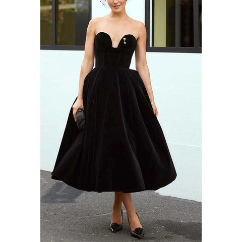 Elegant A-line Strapless Sleeveless Empire Party Prom Evening Dress