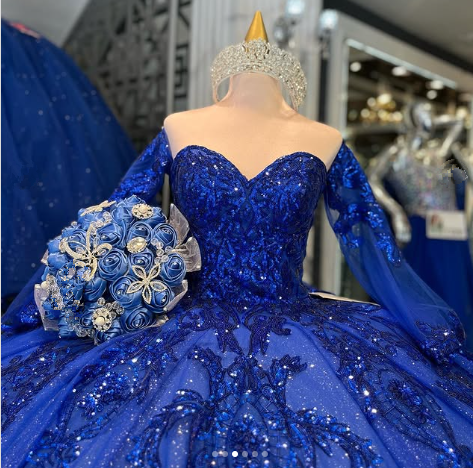 Robe de quinceañera bleu royal luxueuse, robe de bal bleu royal pour les 16 ans (Y1130)