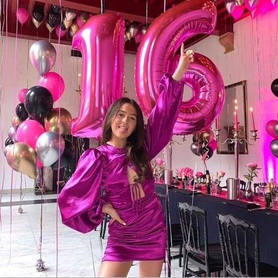 Robe de bal fuchsia à manches longues, tenue pour un 16e anniversaire, référence Y6990
