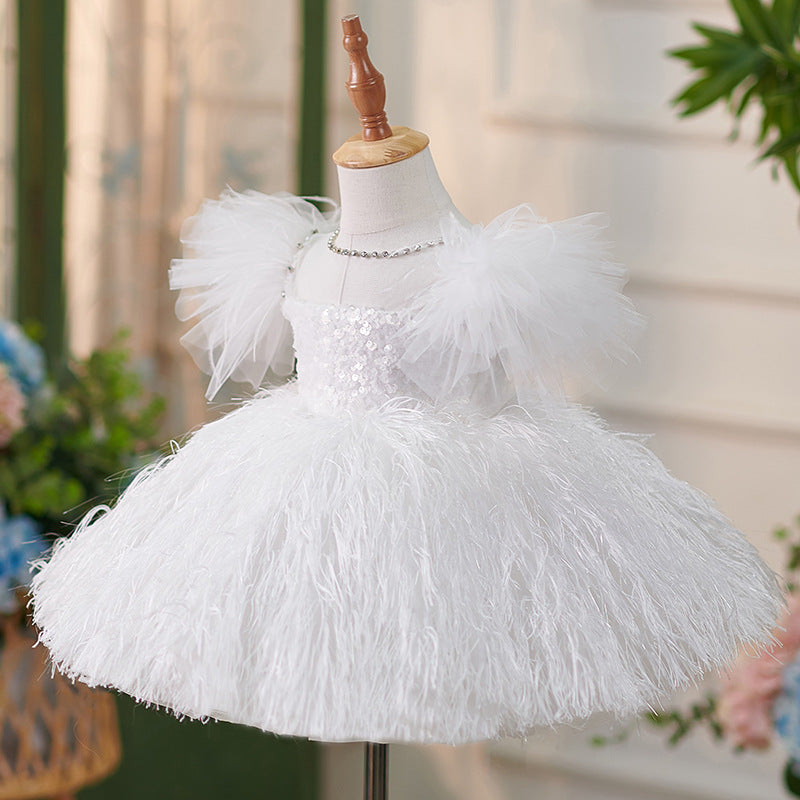 Vestido de cumpleaños para niña con adornos de mariposas 
