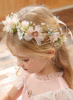 Diadema rosa para niña de las flores, ideal para uso diario, bodas u ocasiones especiales. Con encaje, lentejuelas, perlas y flores. 