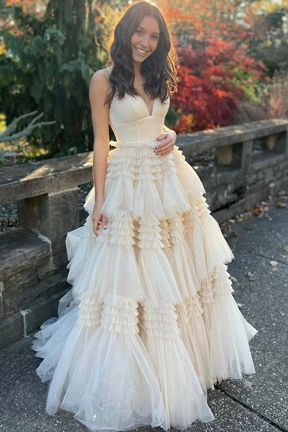 Pretty A Line Spaghetti Straps Long Tulle Prom Dress With Split