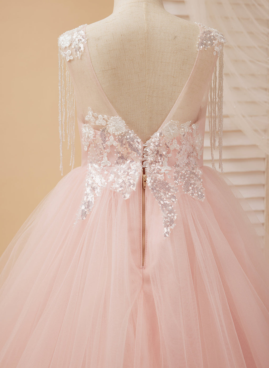 Vestido de princesa/vestido largo de tul satinado rosa para niña de las flores 