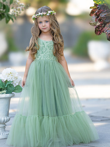 Vestido largo de tul y encaje estilo boho para niña de las flores 