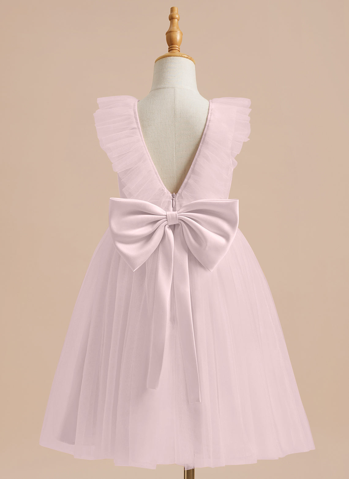 Vestido de niña de las flores de corte A, de satén y tul, hasta la rodilla 