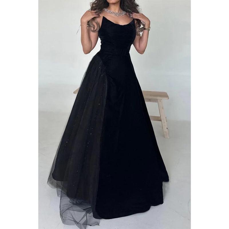Robe de soirée trapèze sans manches 