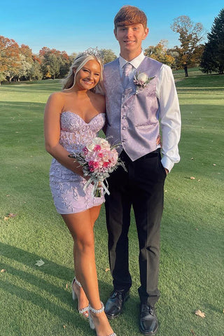 Sheath Sweetheart Light Corset Homecoming Dress with Appliques